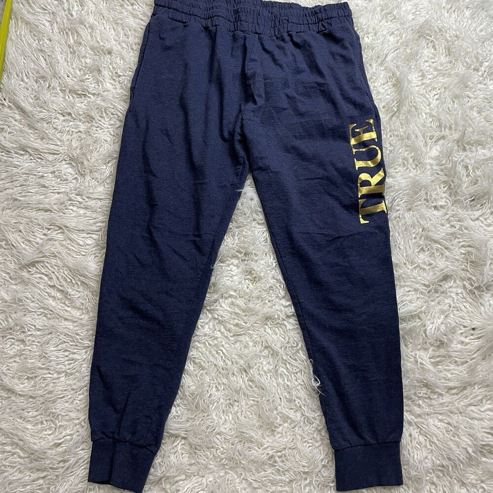 True Religion Lounge Wear Men's Sweat Pants Size XL Blue/Gold Logo Pull On